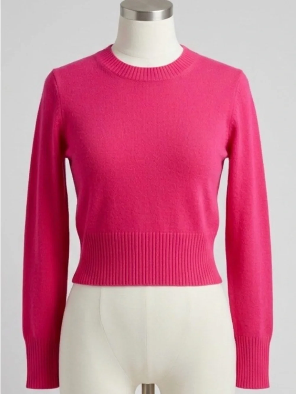 J.Crew Cropped Cashmere Sweater - Vibrant Hot Pink / Fuchsia